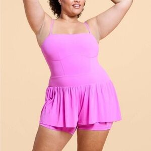 Blogilates purple barre tulle shorts romper 2x